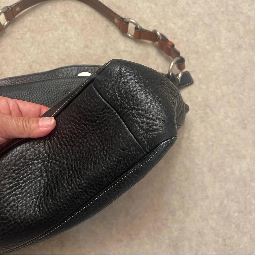 Coach Vintage Y2K Chelsea Turnlock Black Pebbled Leather Hobo Purse Bag w/ Pouch